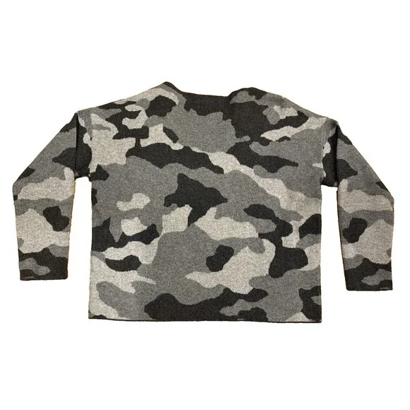 Vineyard Vines Sweater Womens Small Camo Boatneck Boxy Gray Cashmere Wool Blend - Picture 2 of 9